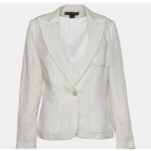 Ralph Lauren Black Label White Lurex Linen Blazer Size 4 NWT $1,098‎ Old Money